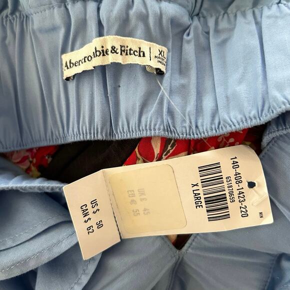 Abercrombie Cropped Top Ruffles Short Sleeve Preppy Boho Women Blue NWT Size XL - Picture 3 of 6